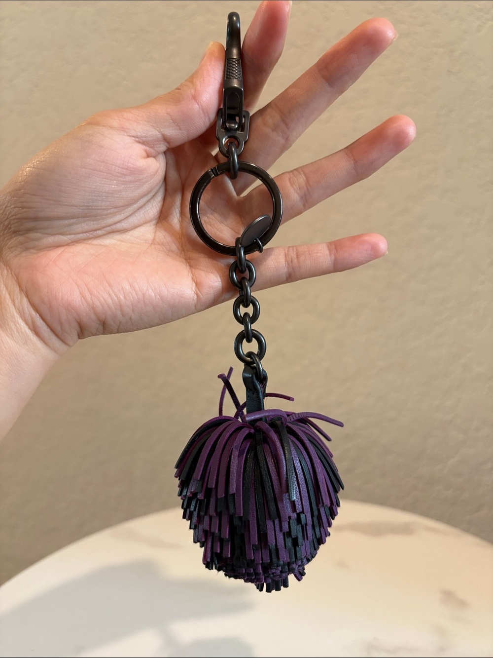 Bottega Veneta Purple Pom-Pom Bagcharm Keychain Accessory